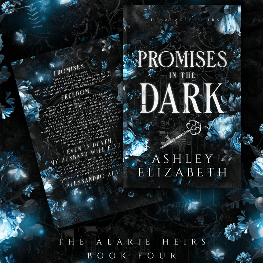 Promises in the Dark cover. Black and blue paperback. 5.5 inches by 8.5 inches.